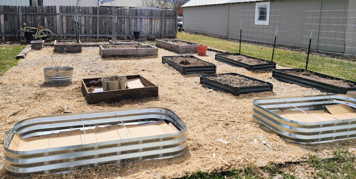 Empty raised garden planters