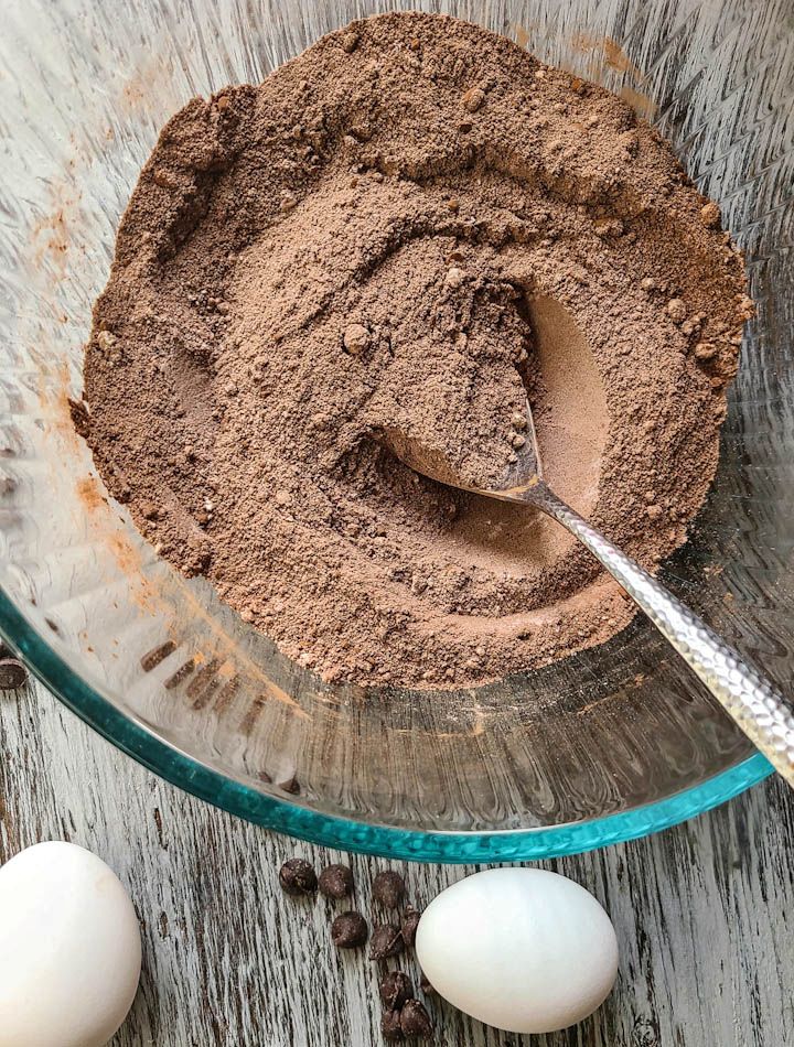 Bowl of homemade brownie mix